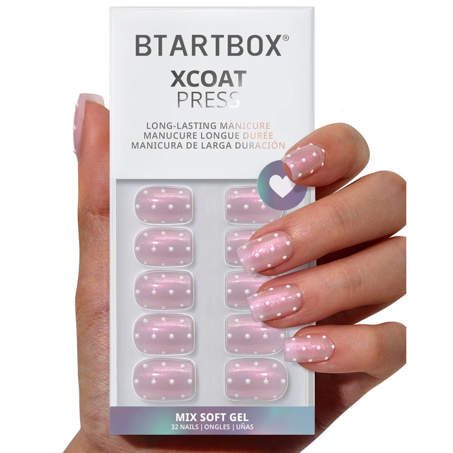 3D Polka Dot Pink Glitter Nails Bulk - Short Square Press On: Sugar Pop