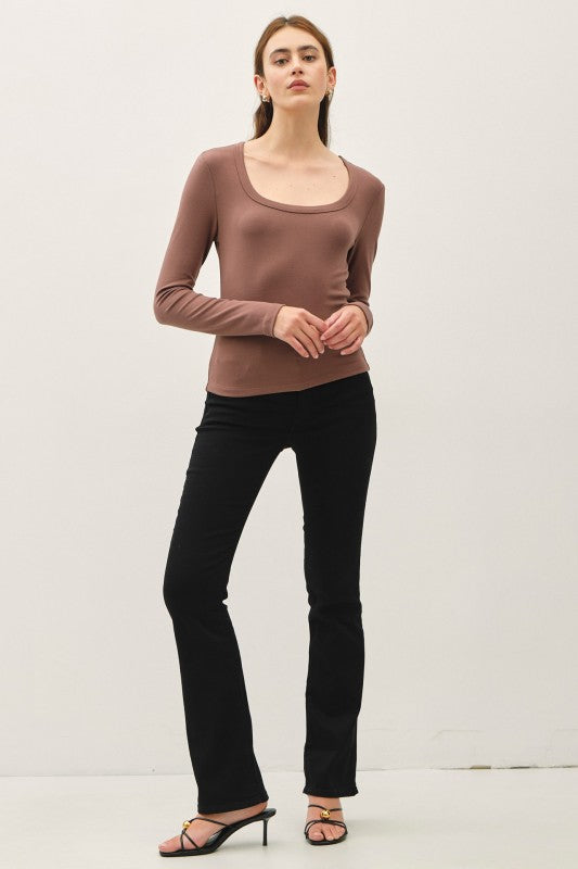 Ultra Soft Scoop Neck Long Sleeve – Mocha