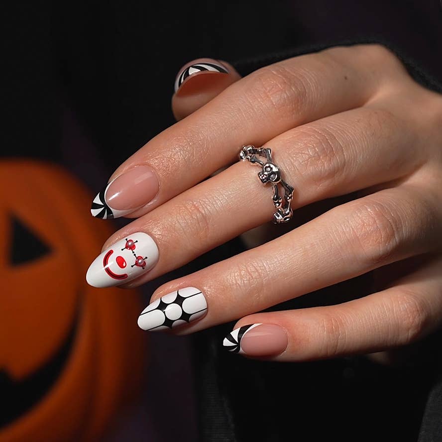 Gothic 3D Cat Eye Nails: Jester's Smile
