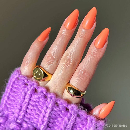 Soft Tangerine Press-On Nails | Medium Almond Solid Nail