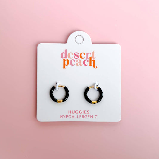 Black Huggie Hoops: 10MM