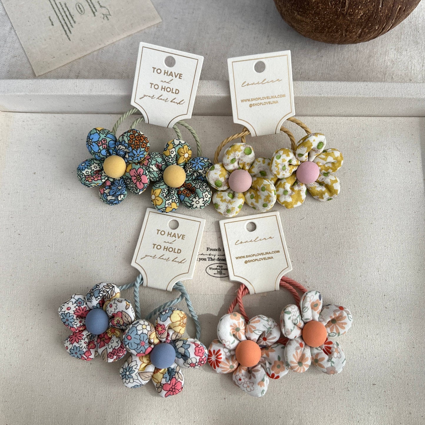 Kids Gingham Flower Hair Ties