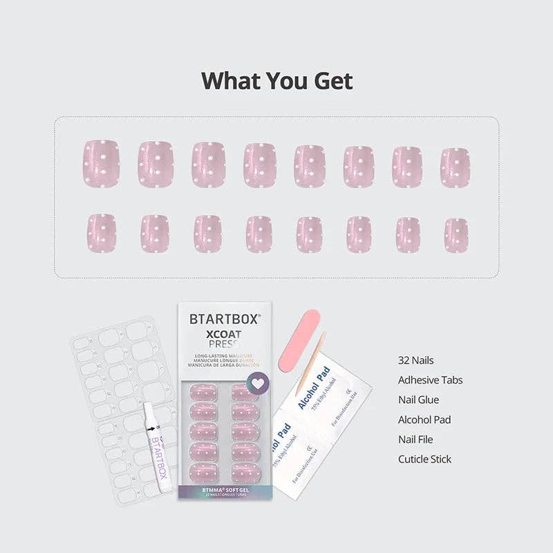 3D Polka Dot Pink Glitter Nails Bulk - Short Square Press On: Sugar Pop