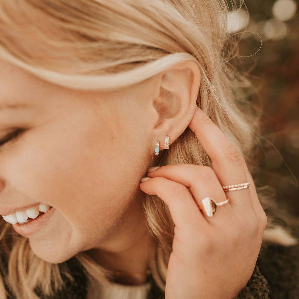 Ivy Diamond Hoops: Silver