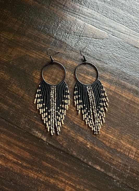 Sandstone Fringe Handmade Beaded Earrings – Alaskan Roots