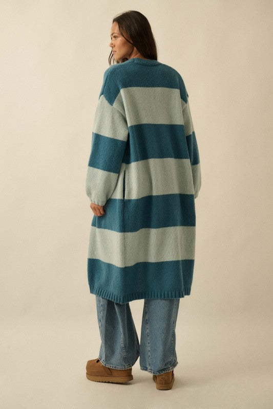 Coastal Stripe Oversized Knit Cardigan