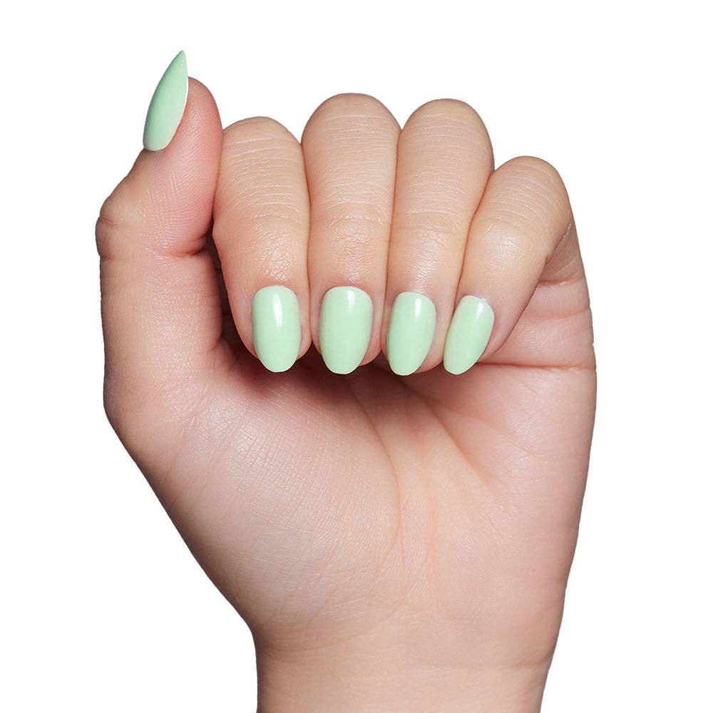 Mint Green Press-On Nails| Solid Short Oval | UV Finish