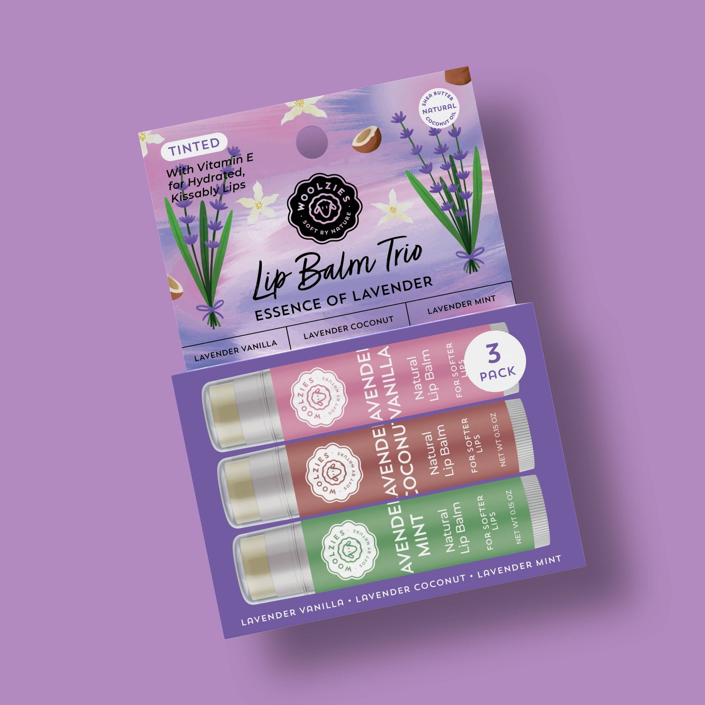 Natural Shea Butter Lip Balm Trio – Essence of Lavender