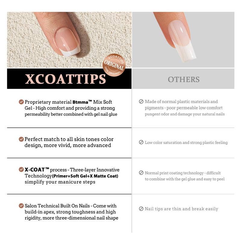 XCOATTIPS® French - Extra Short Square: Pink / XS