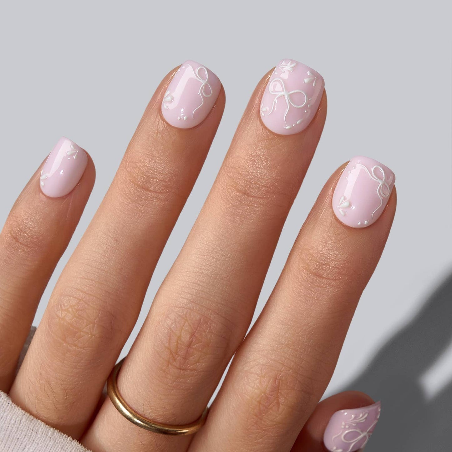 Pink Cat Eye Glossy Almond Nails - Bloom Together