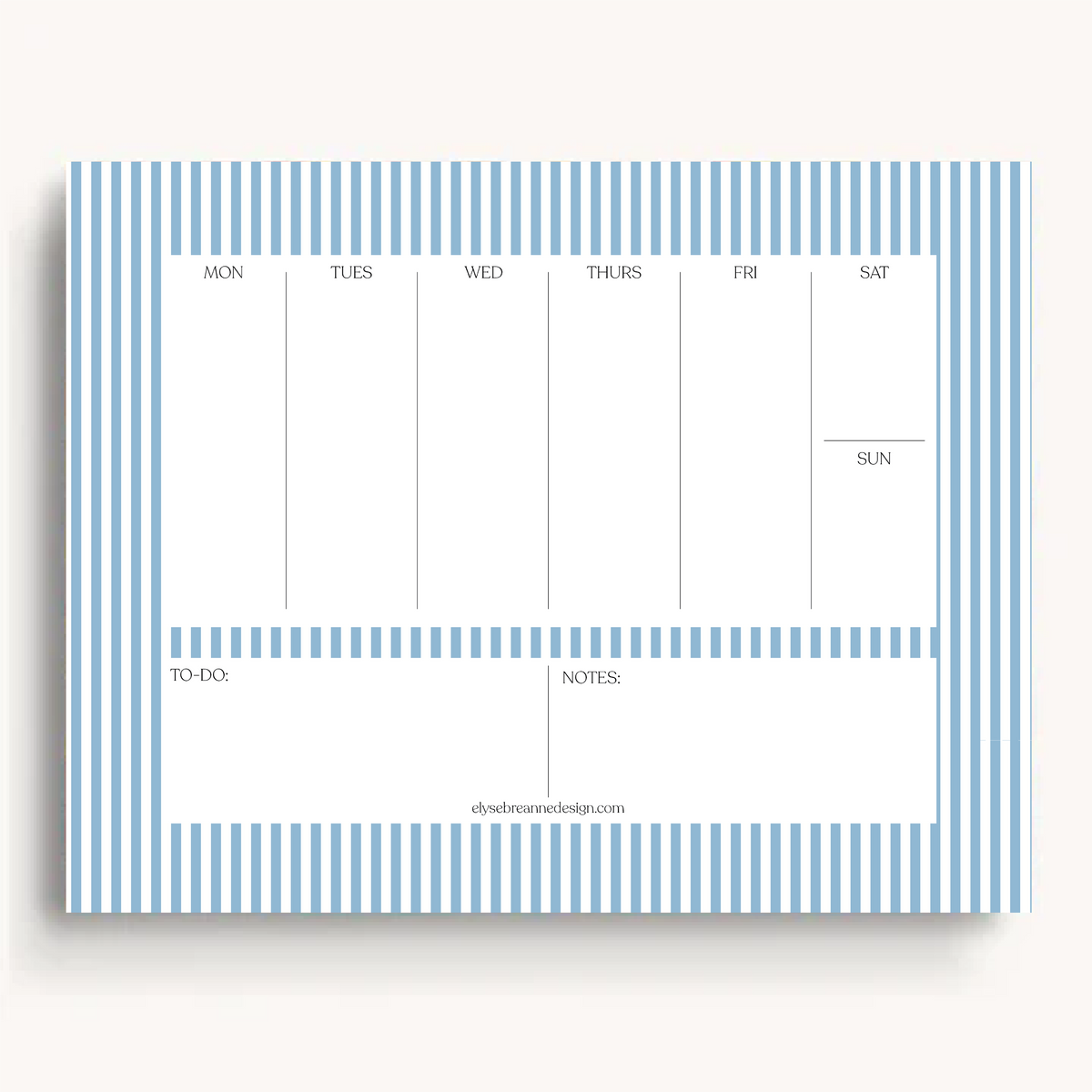 Floral Weekly Planner Notepad: Blue Stripes