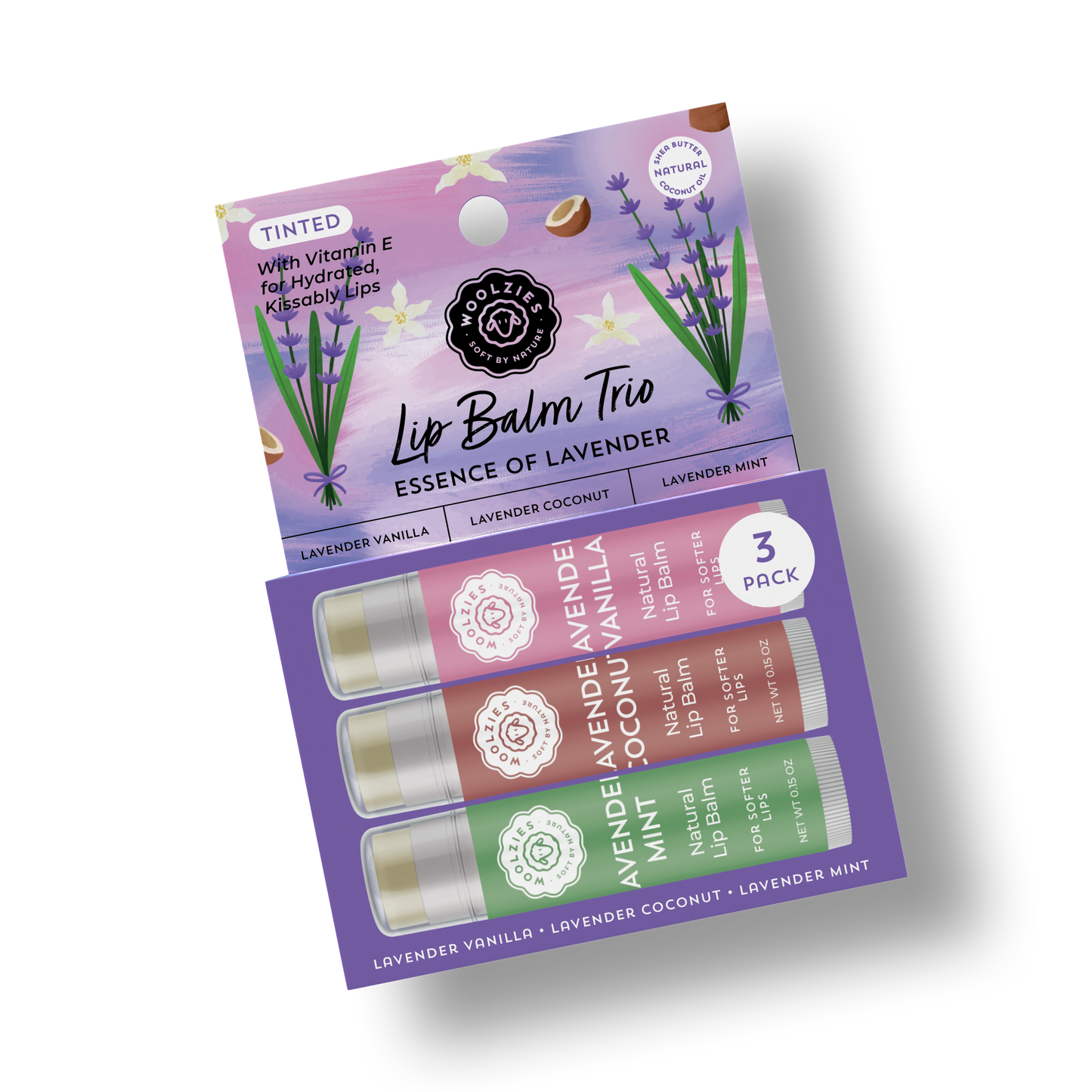 Natural Shea Butter Lip Balm Trio – Essence of Lavender