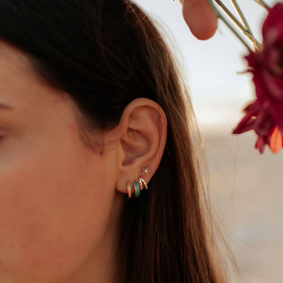 Sadie Double Band Hoops: Silver