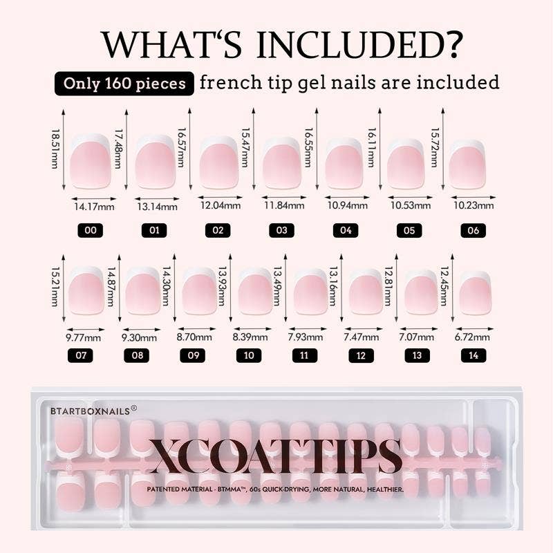 XCOATTIPS® French - Extra Short Square: Pink / XS