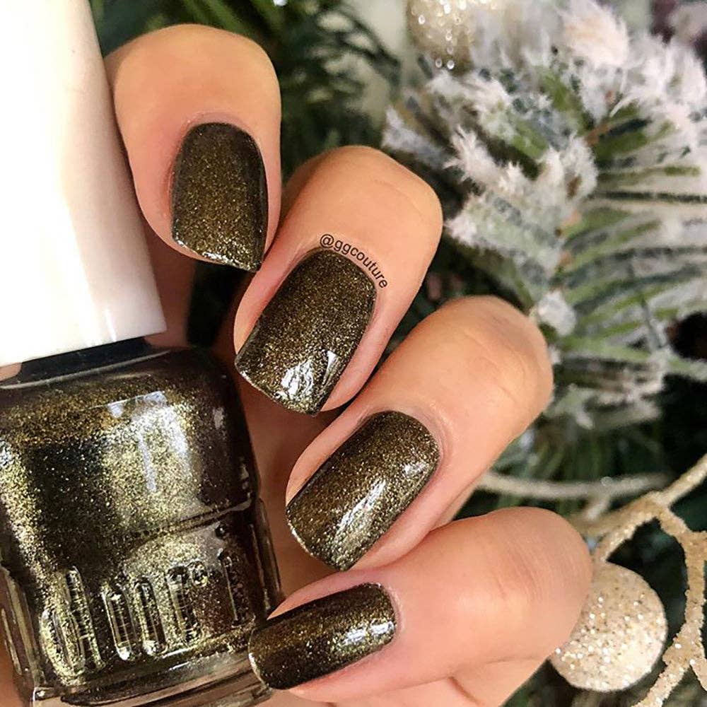 715 Jubilee, Black with Gold Shimmer Nail Polish