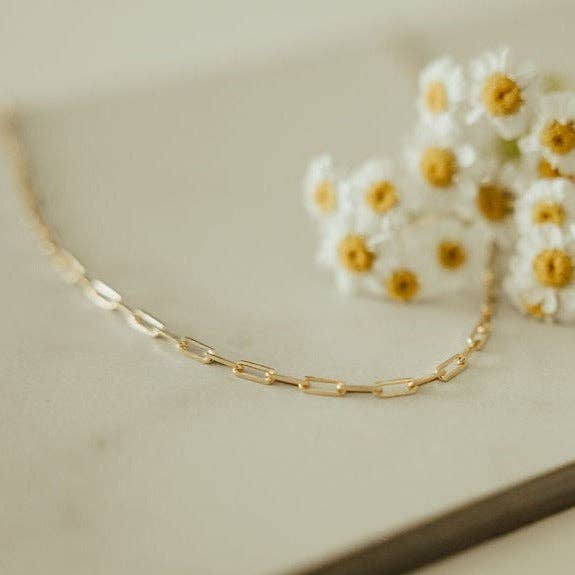 Madeline Gold Filled Paperclip Necklace: 16"
