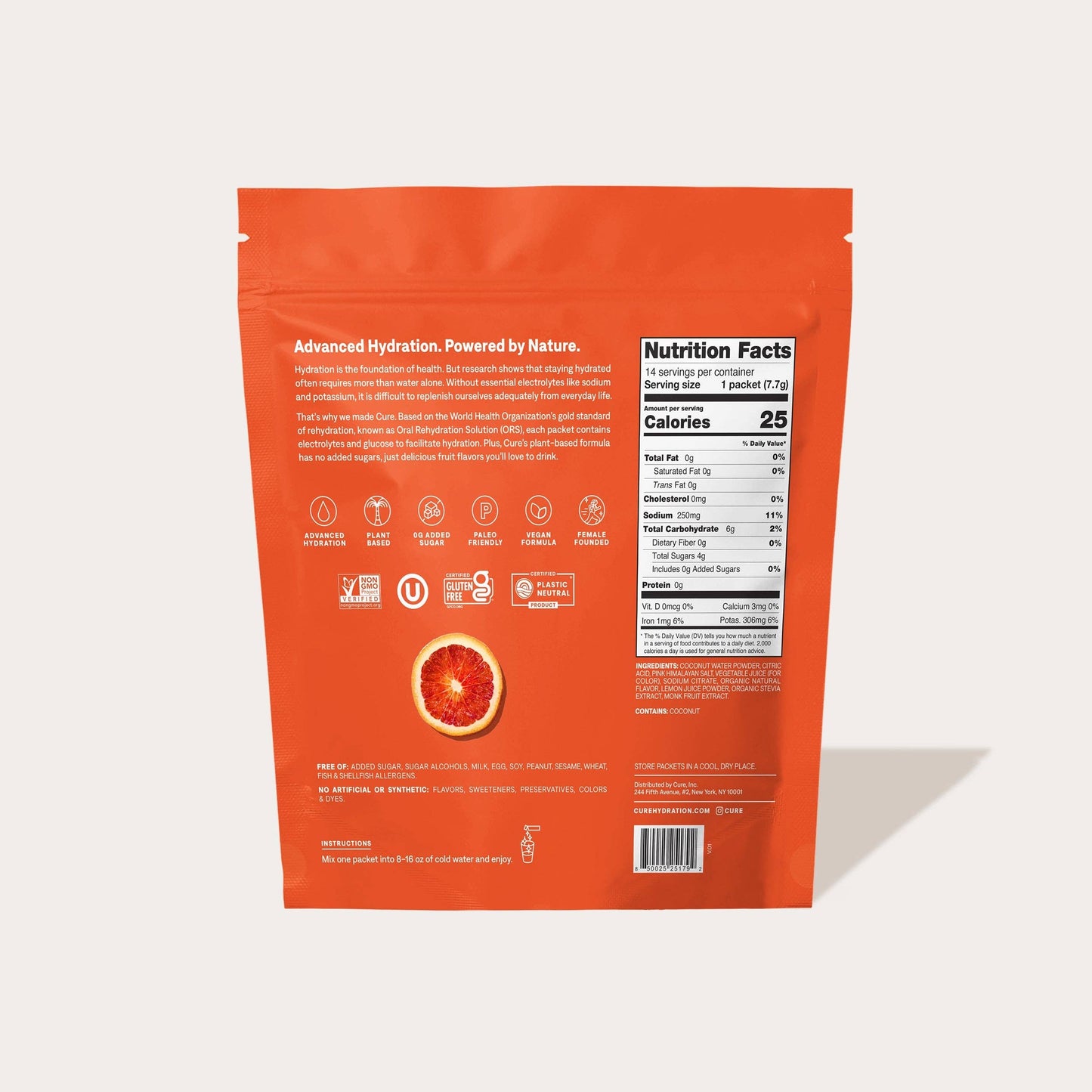 Cure Hydrating Electrolyte Drink Mix - Blood Orange (14ct)