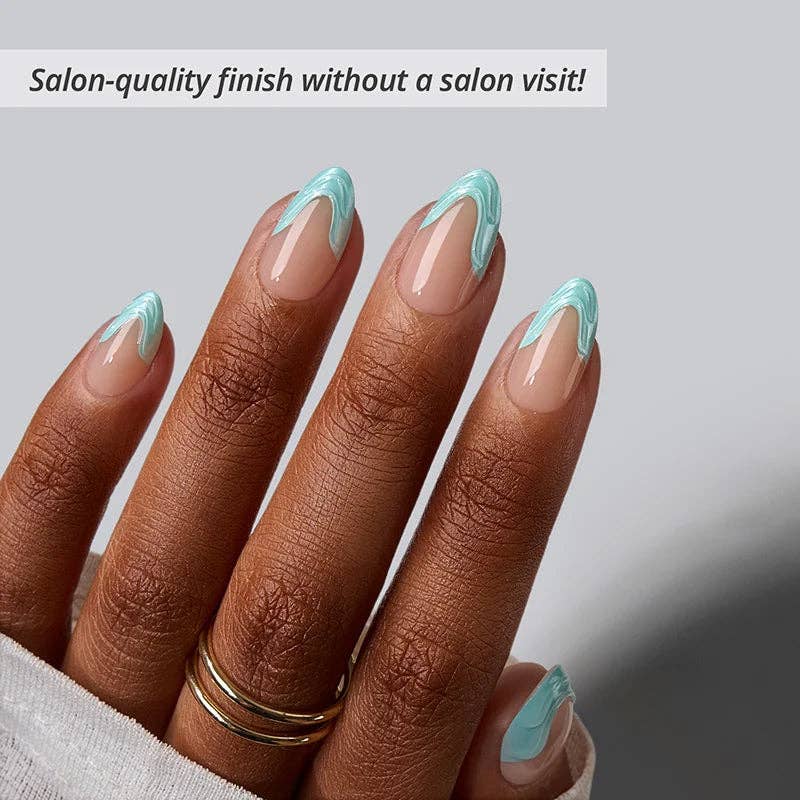 Summer Beach Blue Fake Nails-3D Starfish: Tide Play Pedi
