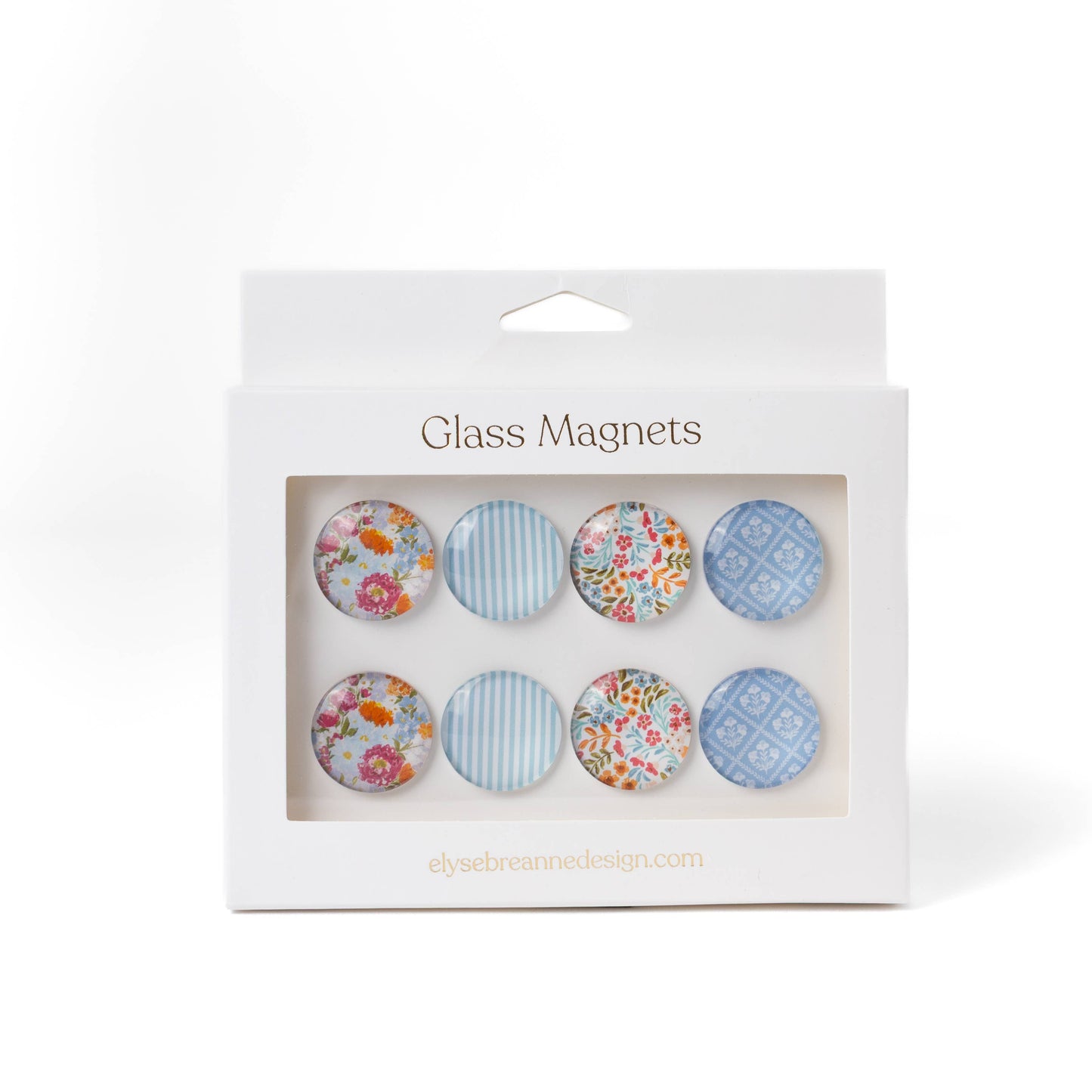 Glass Magnets, Box Set of 8 Floral Magnets: Primavera