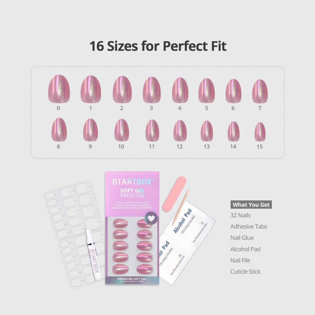 Pink Cat Eye Glossy Almond Nails - French Fake Nails Kit: Late Plans