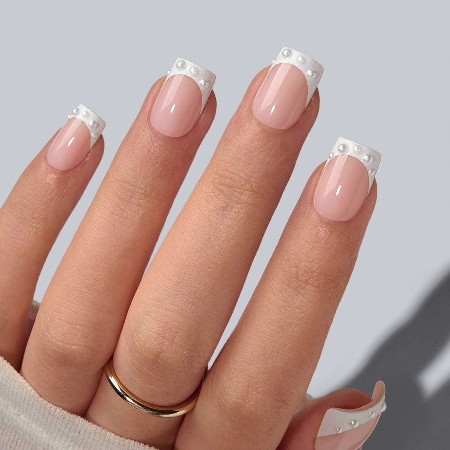 Pink Cat Eye Glossy Almond Nails - French Fake Nails Kit: My Person