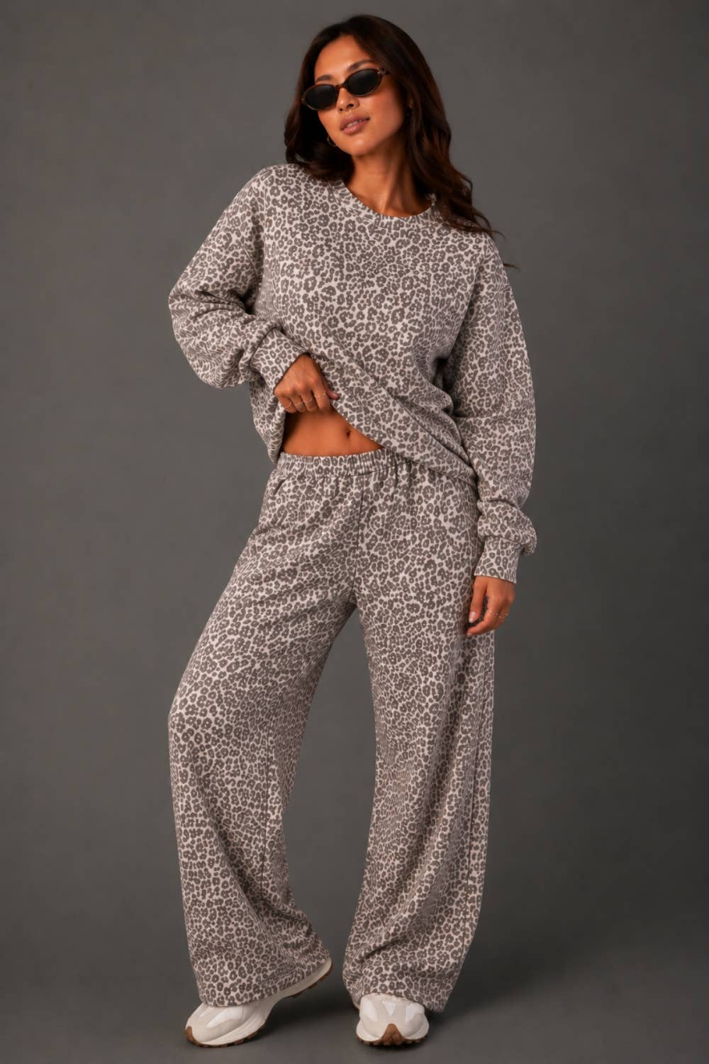 Cream & Brown Leopard Sweatpants