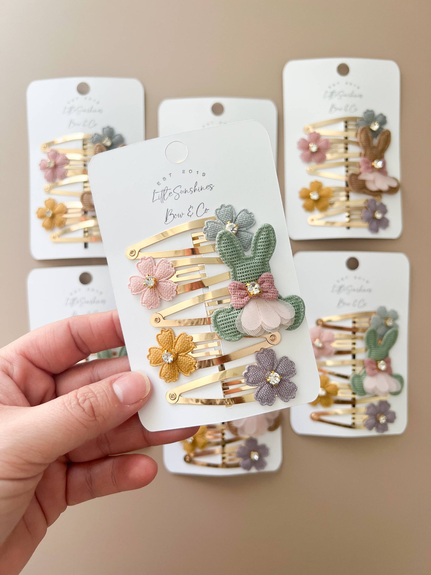 Bunny Easter Hair Clips- Set of 5: Blue Bunny Set
