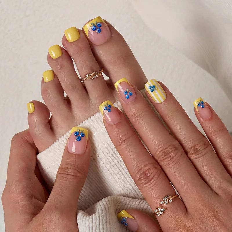 Yellow French Press On Nails