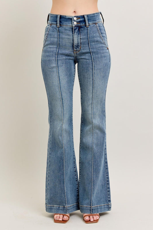 Judy Blue HW Front Seam Trouser Flare Jeans