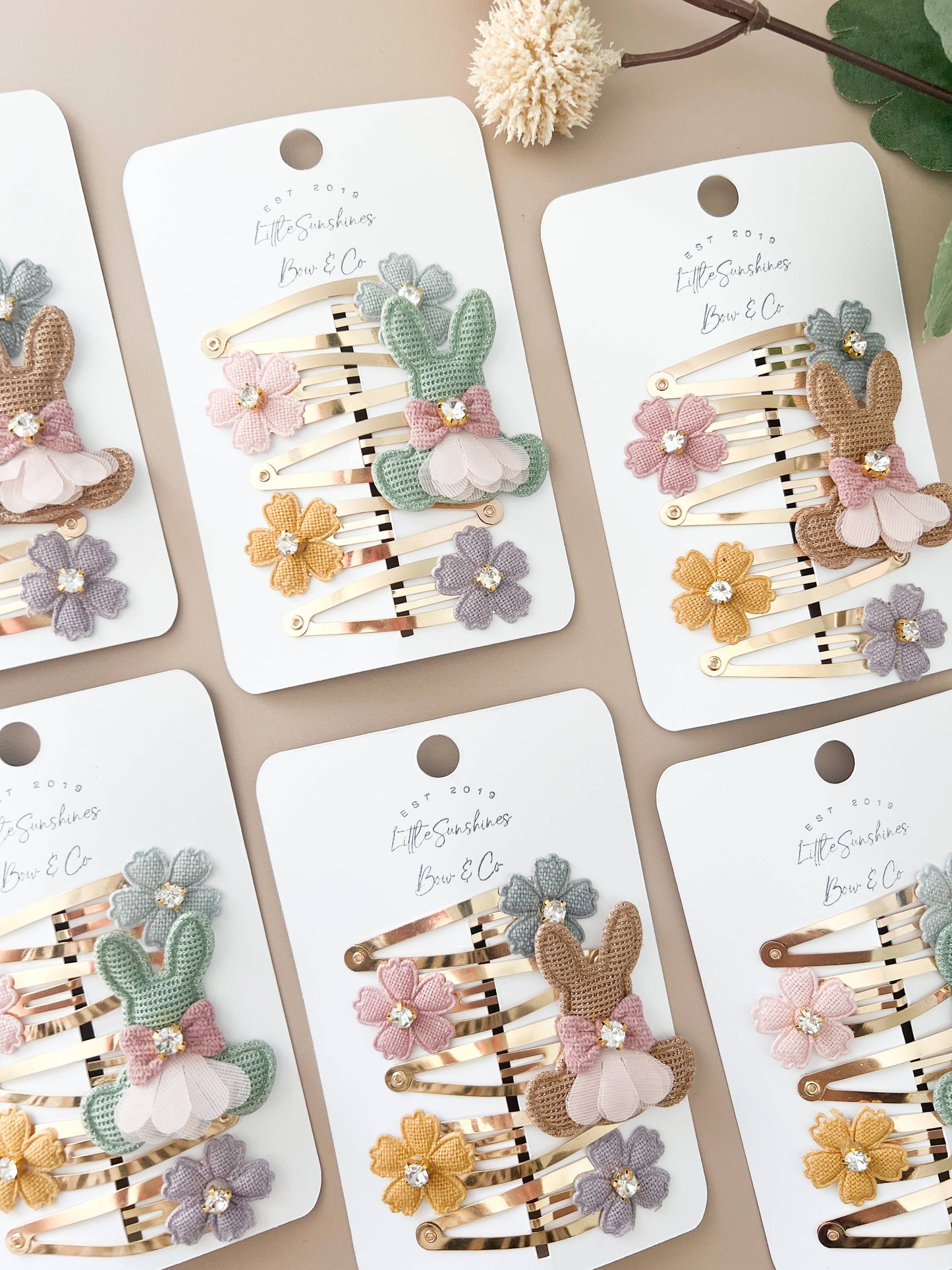 Bunny Easter Hair Clips- Set of 5: Blue Bunny Set