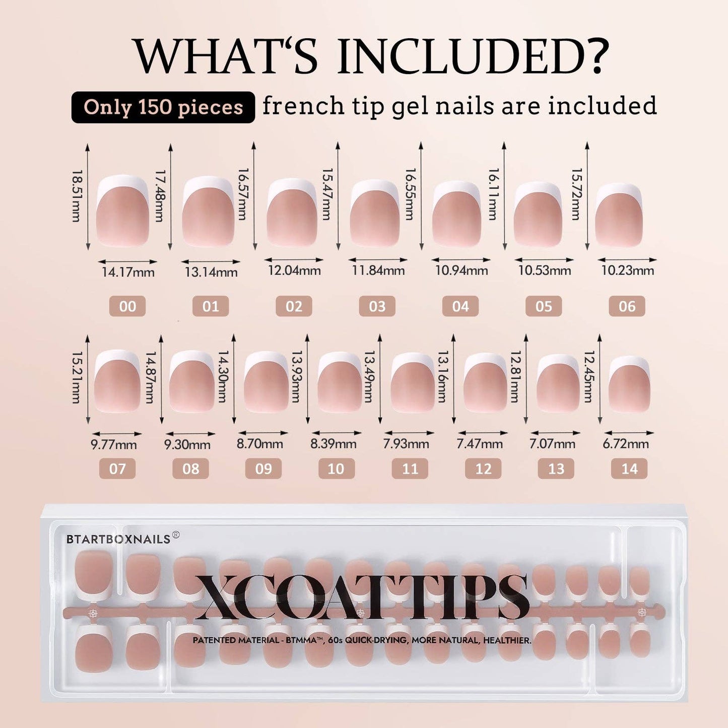 XCOATTIPS® French - Extra Short Square: Pink / XS