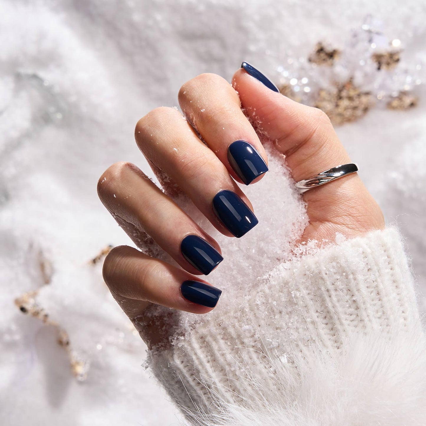 Dark Blue Press On Nails