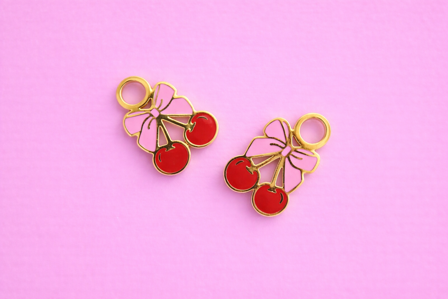 Bow Cherry Huggie Charms