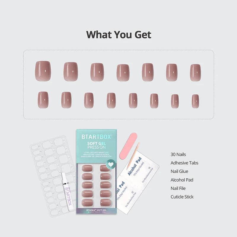 Nude Squoval Fall Press On Nails - Soft Gel Artificial Nails