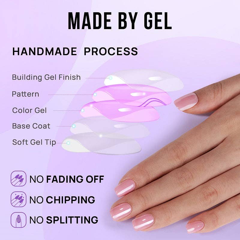 Pink Glazed Pure Press On Nails - BTArtbox Square Fake Nails