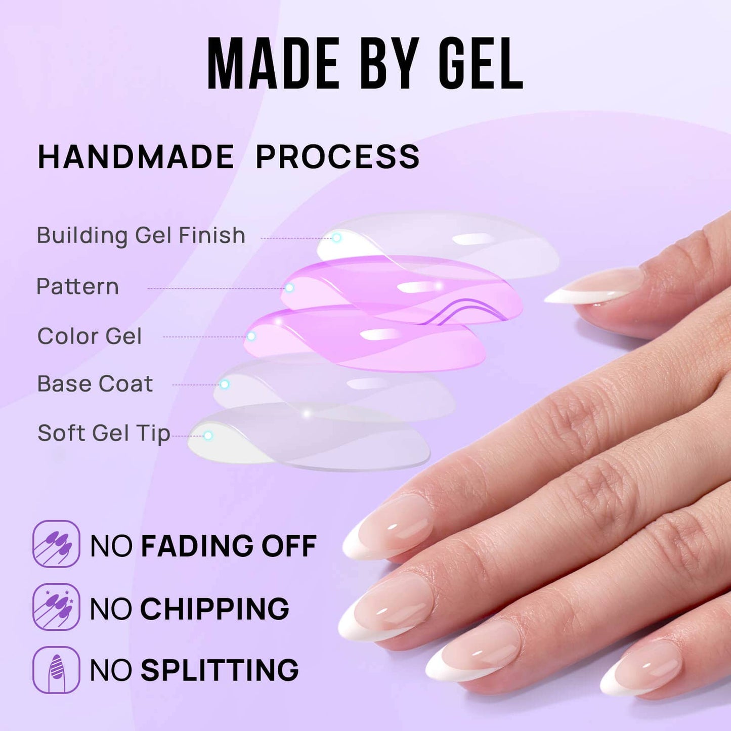 French Tip Press On Nails- Almond