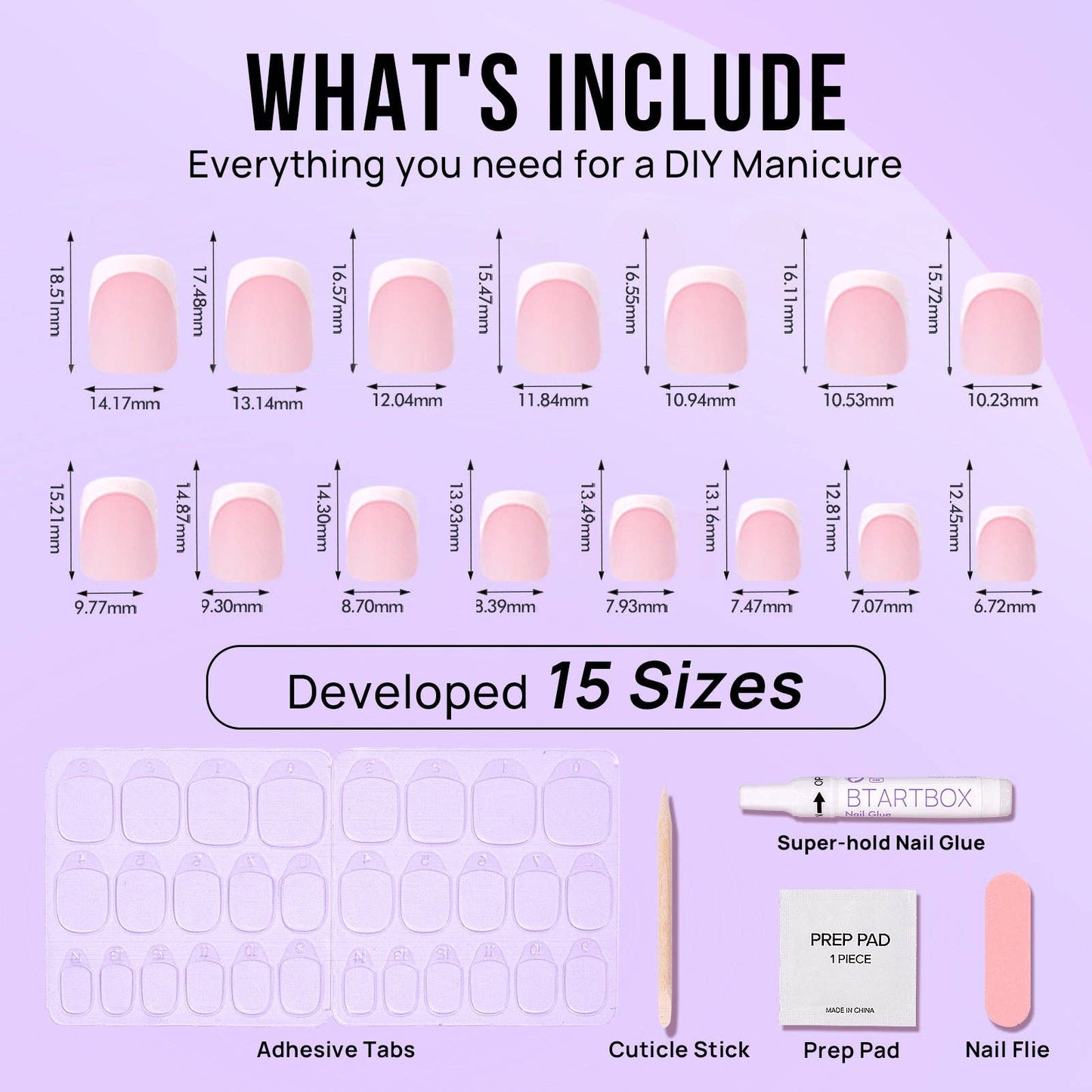 Square French Tip Press On Nails- Extra Short Gel Fake Nails
