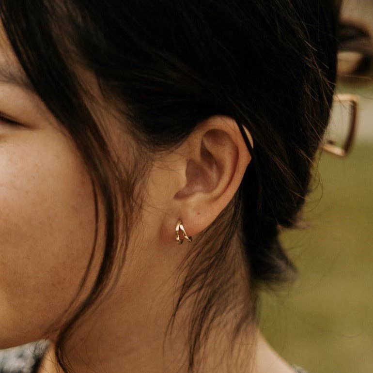 Sadie Double Band Hoops: Gold