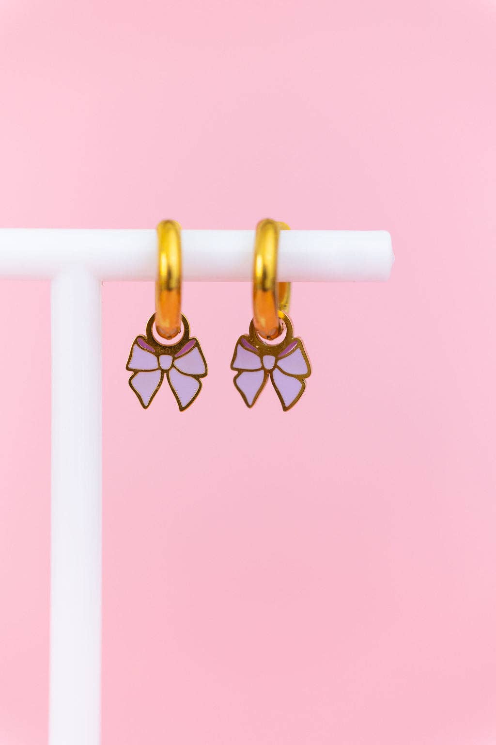 Bow Huggie Charms: Pink