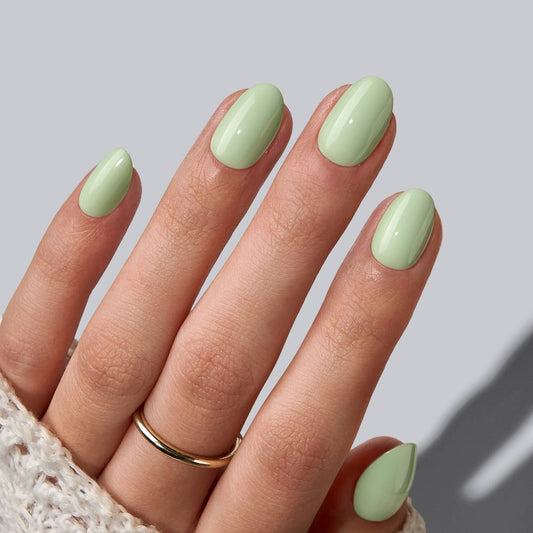 Green Extra Short Almond Nails