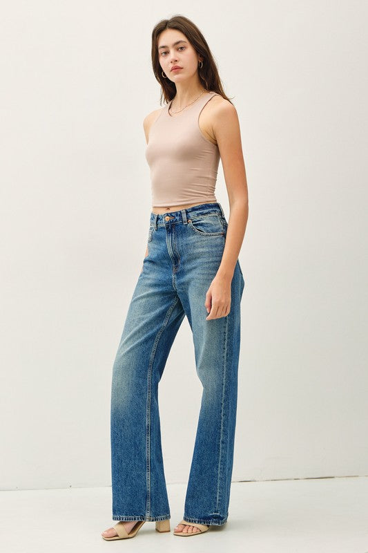 Taupe High Neck Cropped Tank