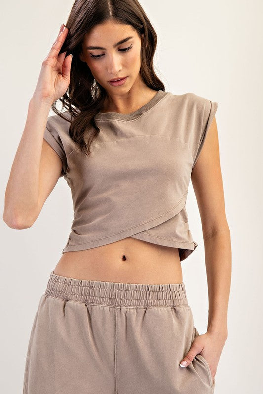 Crossover Crop Top - Mocha