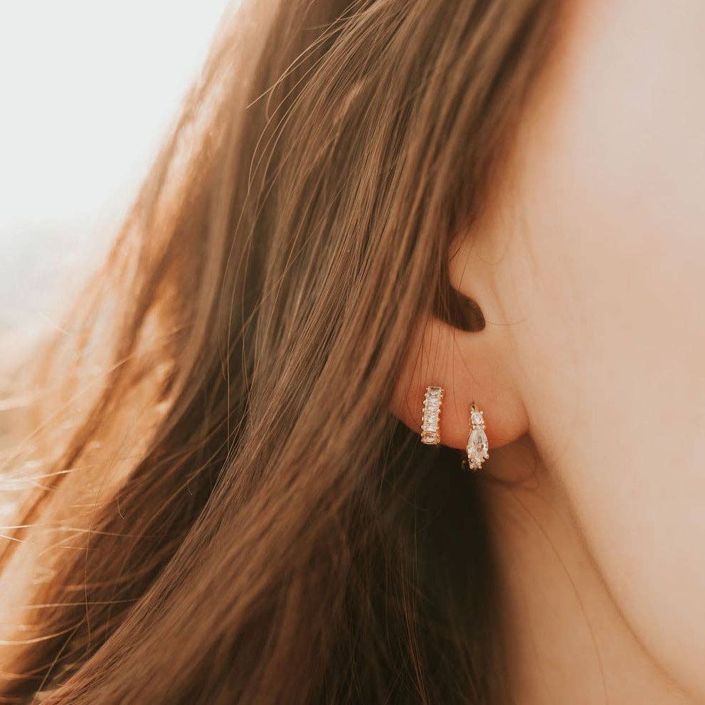 Ivy Diamond Hoops: Gold