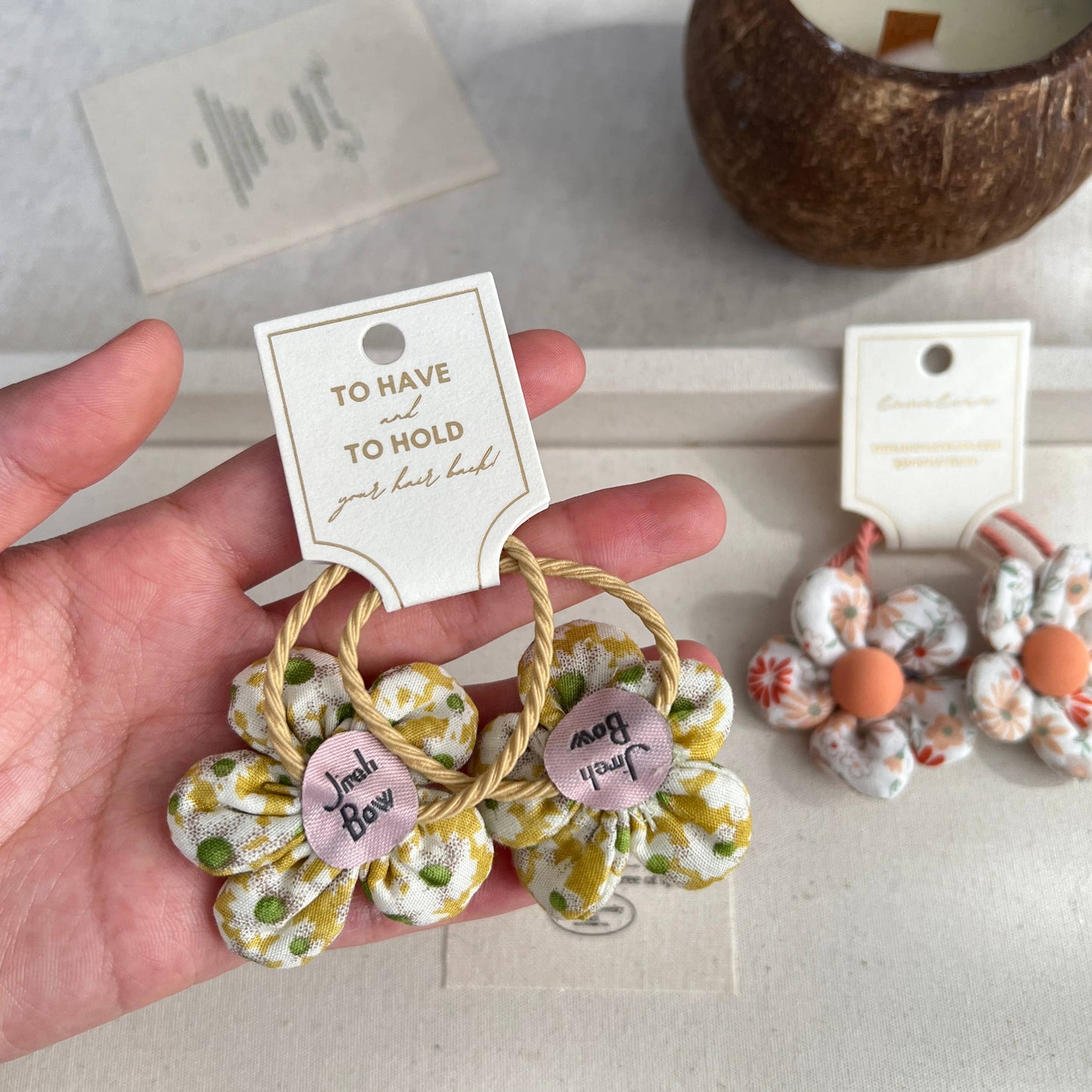 Kids Gingham Flower Hair Ties