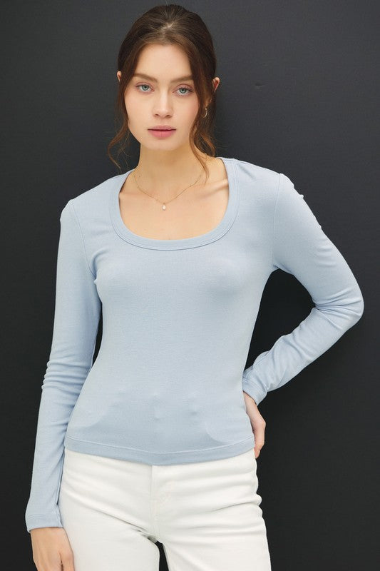 Ultra Soft Scoop Neck Long Sleeve – Sky