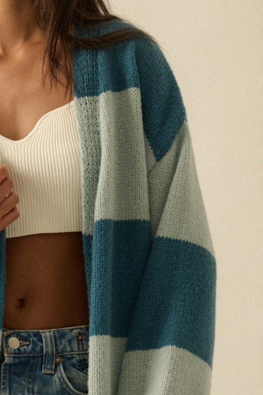 Coastal Stripe Oversized Knit Cardigan