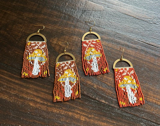 Wild Mushroom Handmade Beaded Earrings – Alaskan Roots