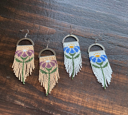 Forget Me Nots Handmade Beaded Earrings – Alaskan Roots