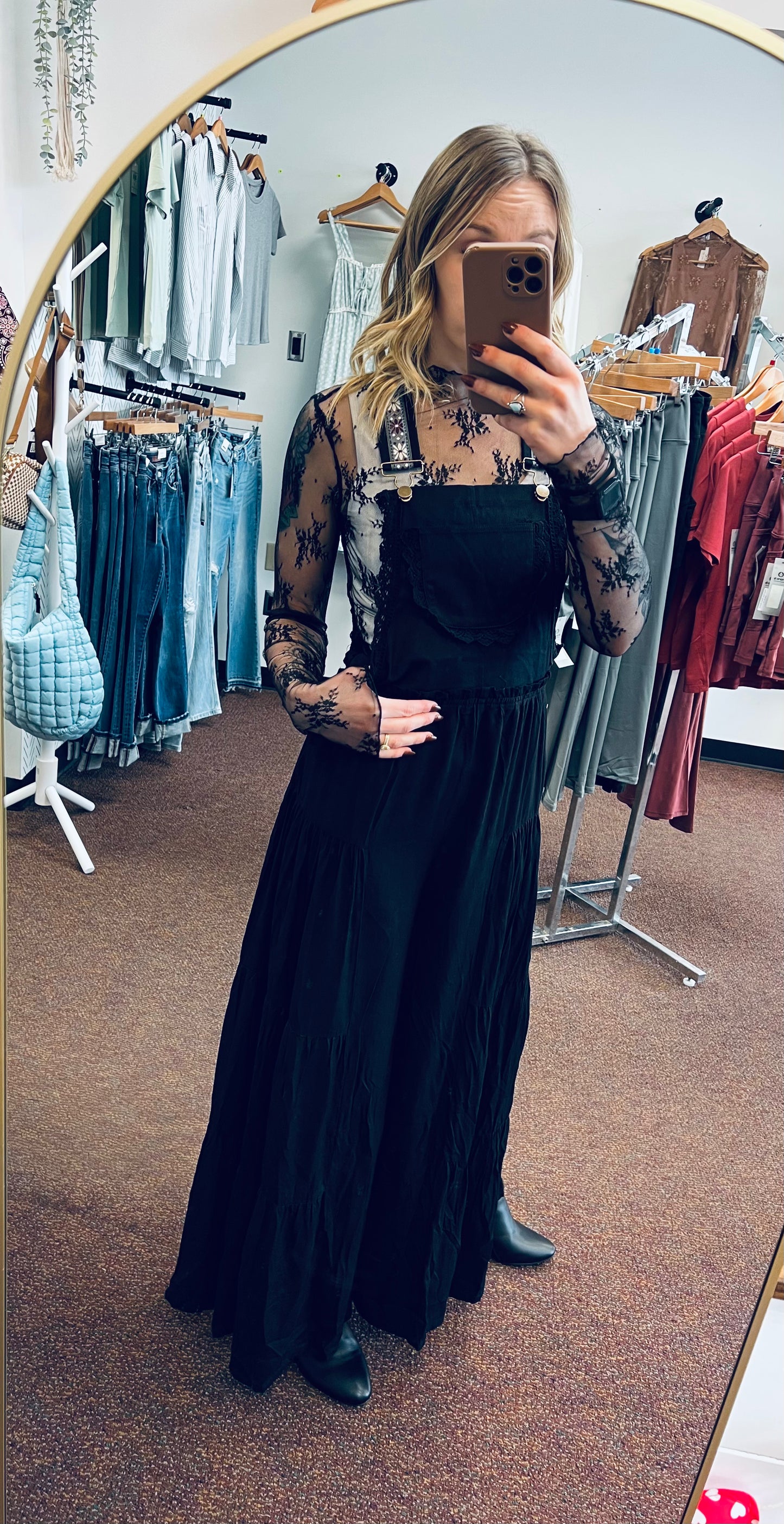 Black Lace Trim Jumpsuit
