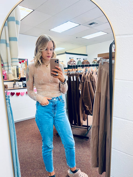 Beige Lace Layering Top